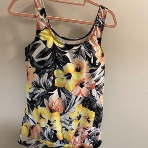 Floral Bathing Suit - Yellow and Black